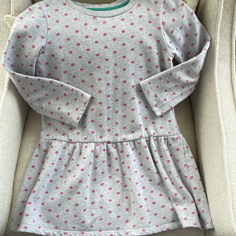 Mini Boden girls 6-7y pink polka dot tunic dress